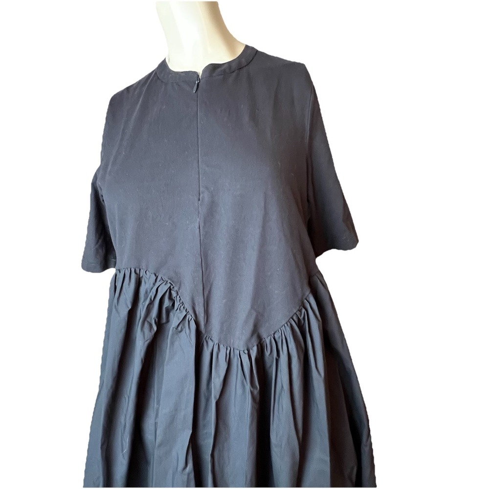 COS Dress Women's S Zip Front Pockets Minimalist Asymmetric Waist Pleated Navy